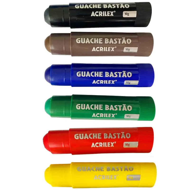 TINTA GUACHE 10G BASTAO 6 CORES ACRILEX - REF. 2007 - 1 UNIDADE