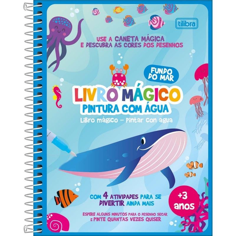 LIVRO MAGICO PINTURA COM AGUA FUNDO MAR TILIBRA - REF. 353035 - CAIXA COM 12 UNIDADES