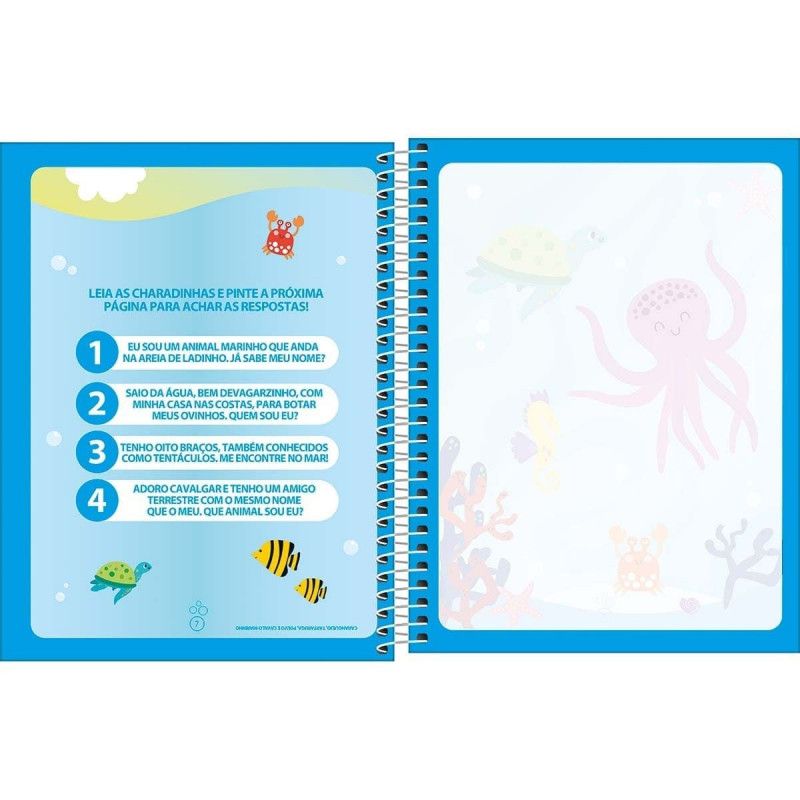 LIVRO MAGICO PINTURA COM AGUA FUNDO MAR TILIBRA - REF. 353035 - CAIXA COM 12 UNIDADES