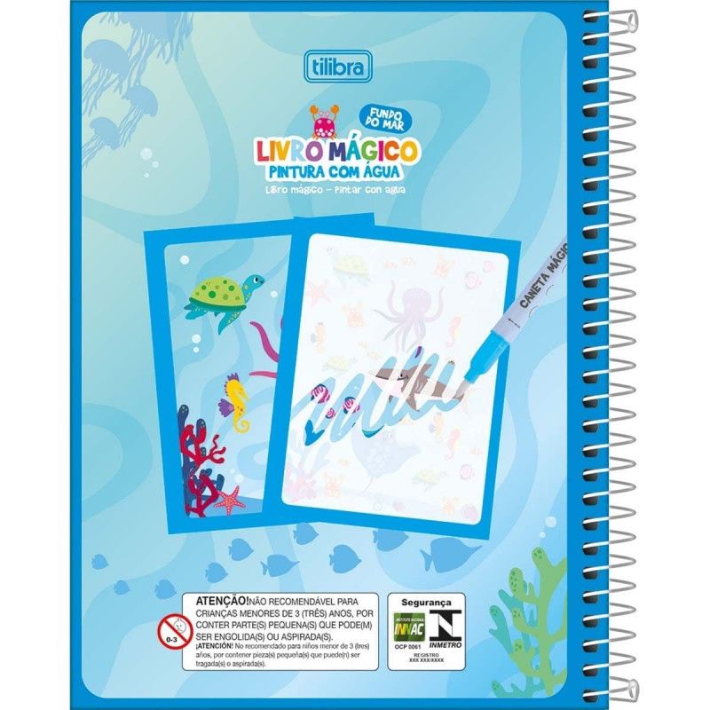 LIVRO MAGICO PINTURA COM AGUA FUNDO MAR TILIBRA - REF. 353035 - CAIXA COM 12 UNIDADES