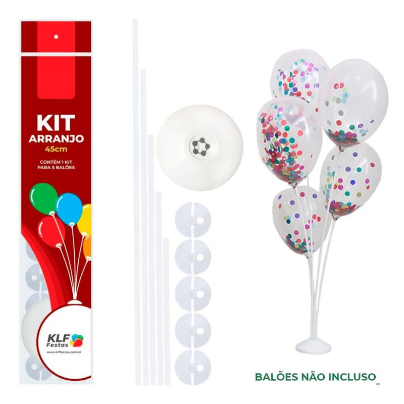 KIT SUPORTE ARRANJO 45CM BRANCO PARA 5 BALOES KLF FESTAS - REF. BARR45 - 1 UNIDADE