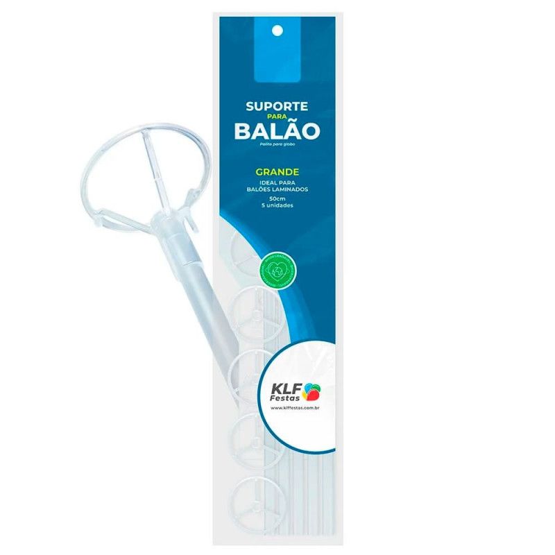 KIT SUPORTE PARA BALAO GRANDE 50CM CRISTAL KLF FESTAS - REF. VCE5CR - BLISTER COM 5 UNIDADES