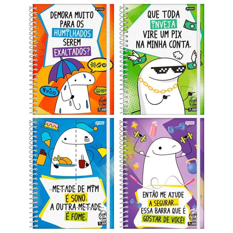 AGENDA ESPIRAL PLANNER FLORK COM ELASTICO PERMANENTE JANDAIA - REF. 74727 - PACOTE COM 4 UNIDADES