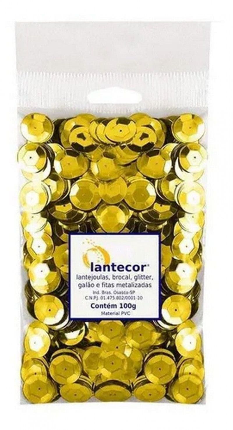 LANTEJOULA 14MM 100G LANTECOR  OURO - 1 UNIDADE