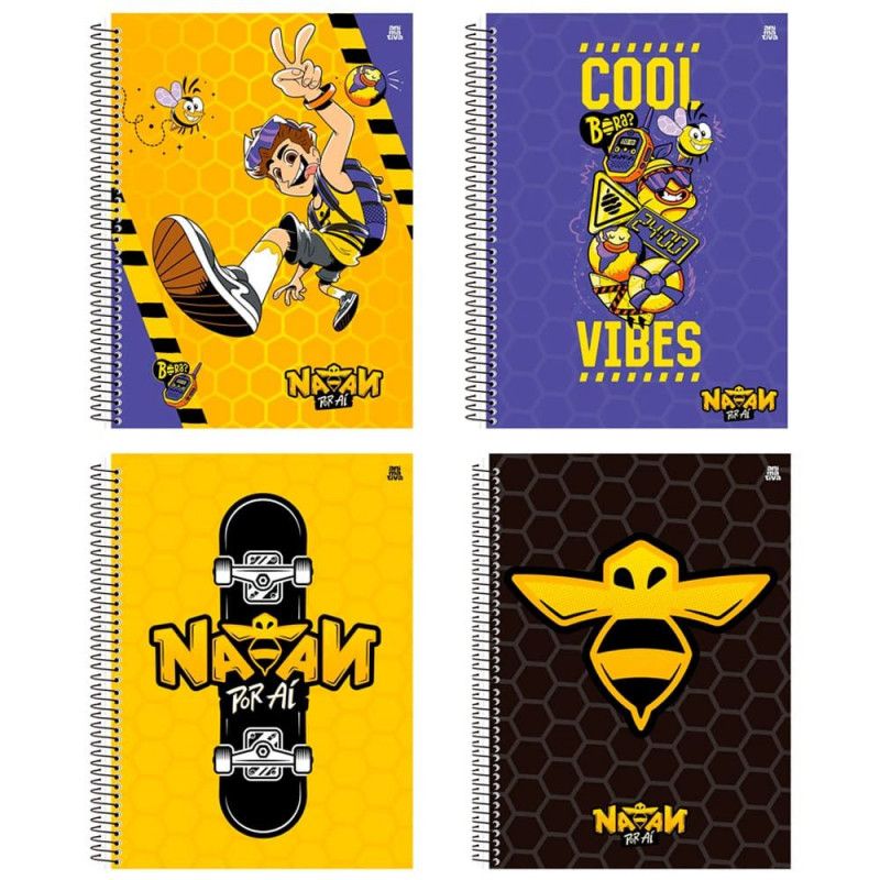 CADERNO 1 MATERIA CAPA DURA 80FL NATAN POR AI ANIMATIVA - REF. 10887 - PACOTE COM 4 UNIDADES