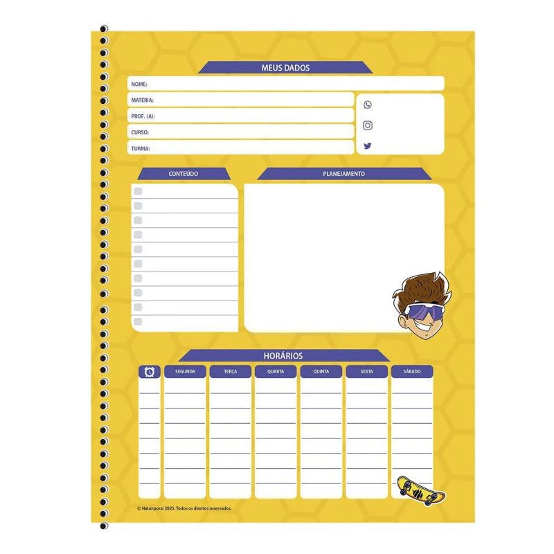 CADERNO 1 MATERIA CAPA DURA 80FL NATAN POR AI ANIMATIVA - REF. 10887 - PACOTE COM 4 UNIDADES