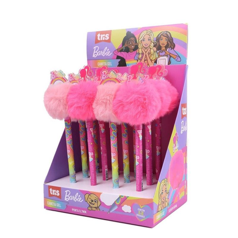 CANETA GEL 0.7 BARBIE POMPOM TRIS - REF. 905529 - CAIXA COM 12 UNIDADES