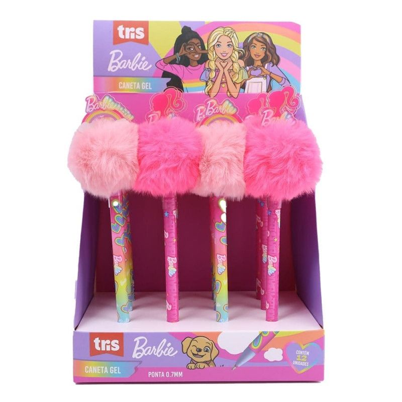 CANETA GEL 0.7 BARBIE POMPOM TRIS - REF. 905529 - CAIXA COM 12 UNIDADES
