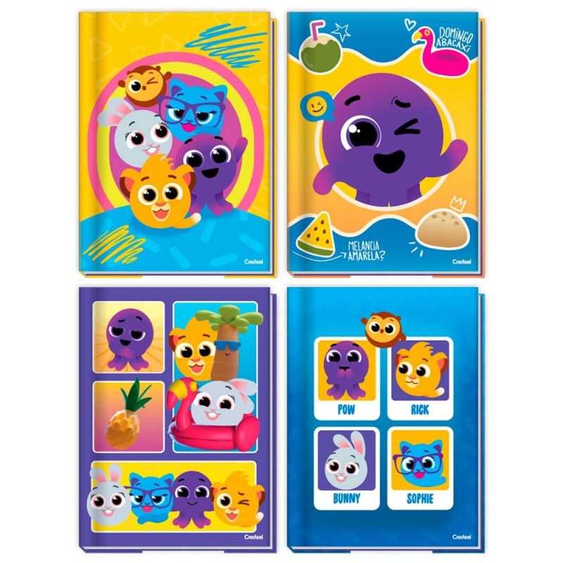 CADERNO BROCHURAO CAPA DURA 80 FOLHAS BOLOFOFOS CREDEAL - REF. 283981 - PACOTE COM 5 UNIDADES