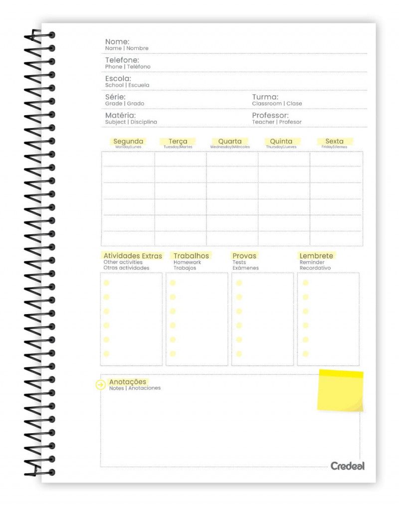 CADERNO 1 MATERIA CAPA DURA 80 FOLHAS AGRO+ CREDEAL - REF. 277706 - PACOTE COM 3 UNIDADES
