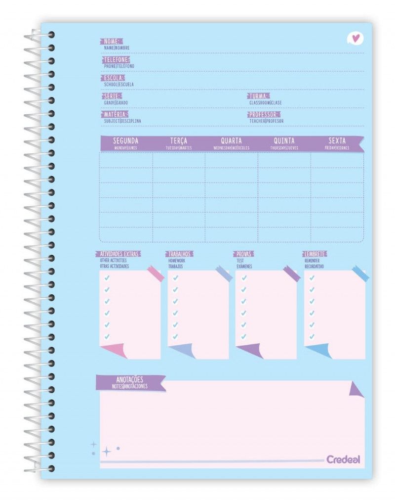 CADERNO 1 MATERIA CAPA DURA 80 FOLHAS BE-MAGNETIC CREDEAL - REF. 284780 - PACOTE COM 3 UNIDADES