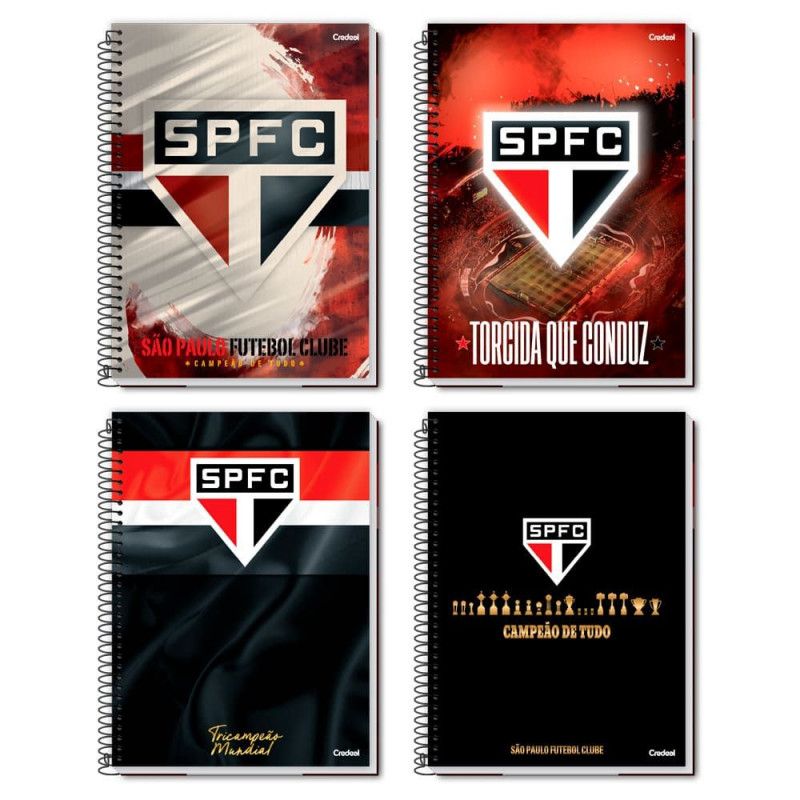 CADERNO 20 MATERIAS CAPA DURA 320 FOLHAS SPFC CREDEAL - REF. 284452 - PACOTE COM 2 UNIDADES