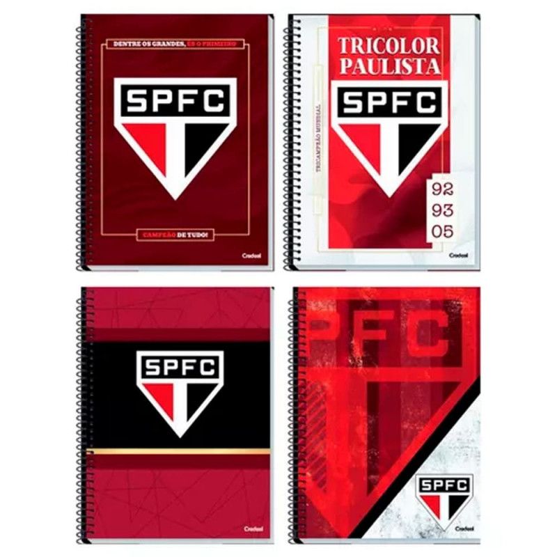 CADERNO 20 MATERIAS CAPA DURA 320 FOLHAS SPFC CREDEAL - REF. 284452 - PACOTE COM 2 UNIDADES
