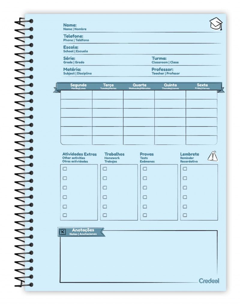 CADERNO 10 MATERIAS CAPA DURA 160 FOLHAS SUPER DINO CREDEAL - REF. 285299 - PACOTE COM 2 UNIDADES