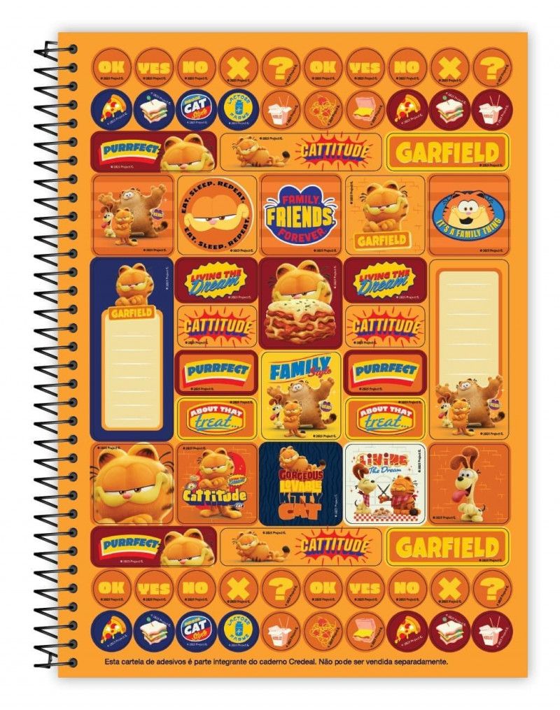 CADERNO 10 MATERIAS CAPA DURA 160 FOLHAS GARFIELD O FILME CREDEAL - REF. 284247 - PACOTE COM 2 UNIDADES