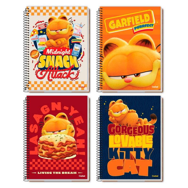 CADERNO 1 MATERIA CAPA DURA 80 FOLHAS GARFIELD O FILME CREDEAL - REF. 284230 - PACOTE COM 3 UNIDADES