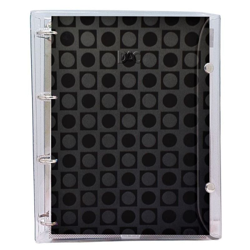 FICHARIO UNIVERSITARIO 4 ARGOLAS 192 FOLHAS ALL BLACK CRISTAL DAC - REF. 2394 - 1 UNIDADE