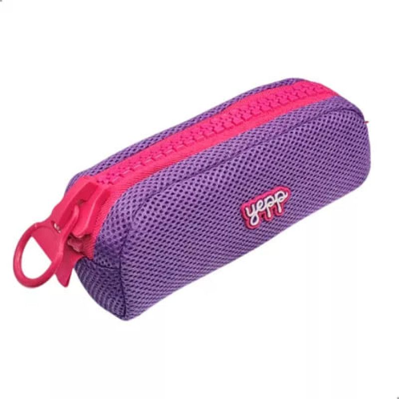 ESTOJO TELADO ZIPER GROSSO LILAS/ROSA ESCURO YEPP - REF. EST12033 - 1 UNIDADE