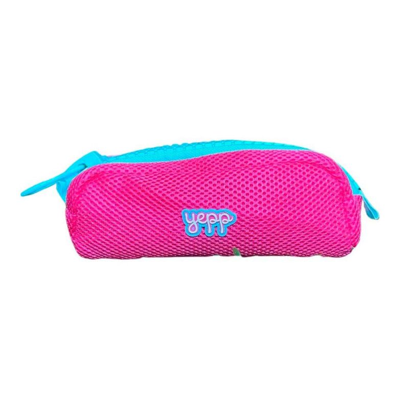 ESTOJO TELADO ZIPER GROSSO ROSA ESCURO/VERDE AGUA YEPP - REF. EST12033  - 1 UNIDADE