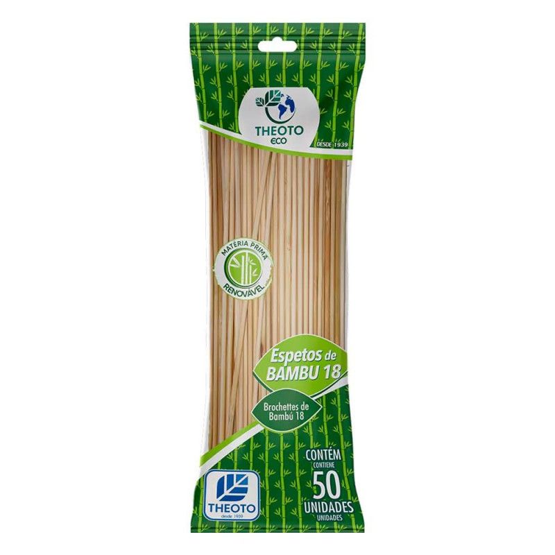 PALITO PARA CHURRASCO 18CMX3MM THEOTO - REF. 64163 - PACOTE COM 50 UNIDADES