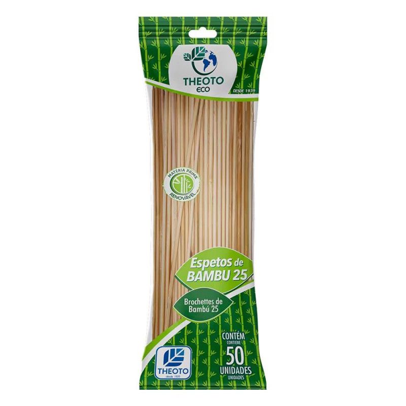 PALITO PARA CHURRASCO 25CMX4MM THEOTO - REF. 64164 - PACOTE COM 50 UNIDADES
