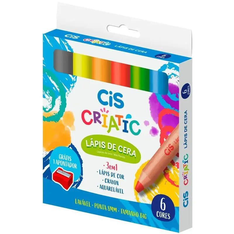 LAPIS DE CERA JUMBO COM 6 CORES CIS  - REF. 52.2600 - CAIXA COM 6 UNIDADES