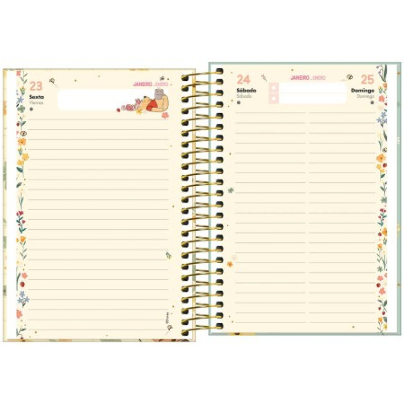 AGENDA ESPIRAL POOH M5 2026 TILIBRA - REF. 347841 - PACOTE COM 5 UNIDADES