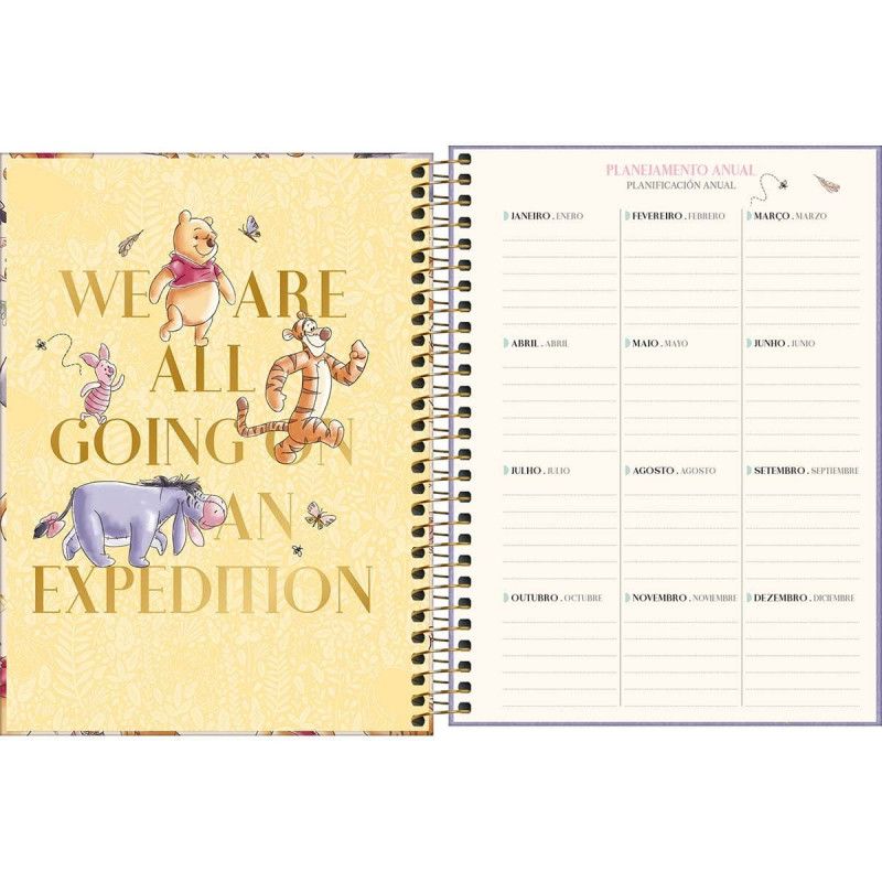AGENDA ESPIRAL PLANNER POOH M7 2025 TILIBRA - REF. 302341 - PACOTE COM 4 UNIDADES