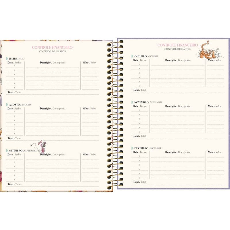 AGENDA ESPIRAL PLANNER POOH M7 2025 TILIBRA - REF. 302341 - PACOTE COM 4 UNIDADES