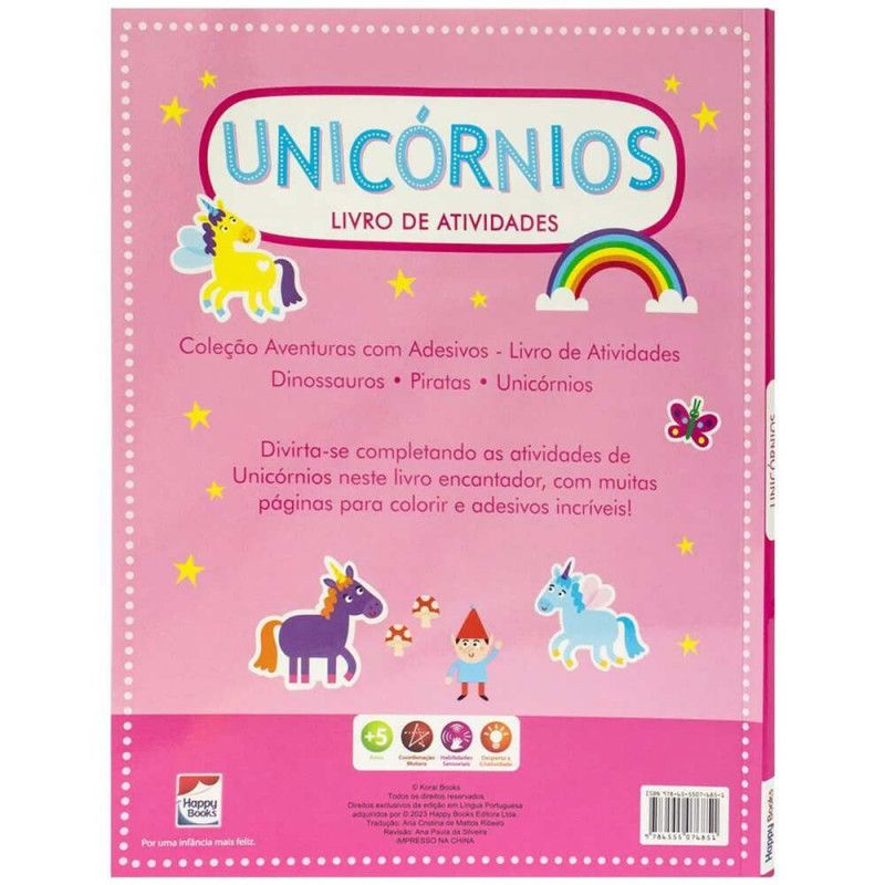 AVENTURAS COM ADESIVOS LIVRO DE ATIVIDADES UNICORNIOS - REF. 314730 - 1 UNIDADE