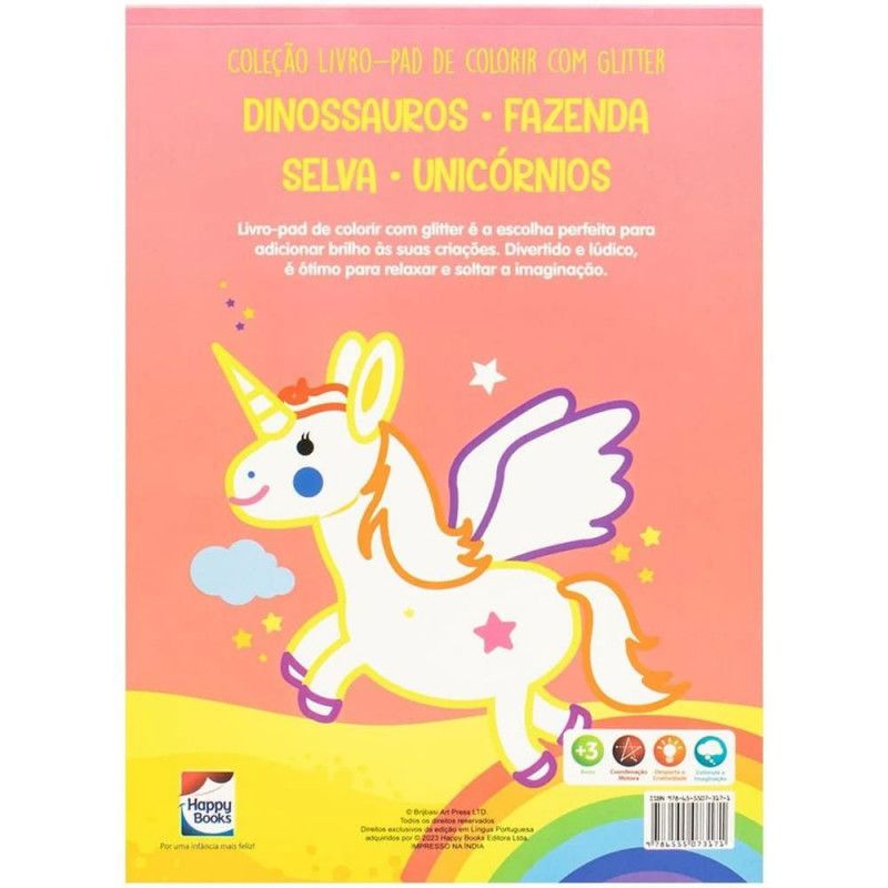 LIVRO-PAD DE COLORIR COM GLITTER UNICORNIOS - REF. 310662 - 1 UNIDADE