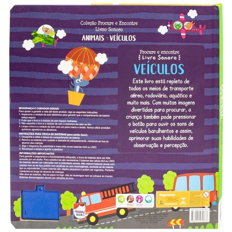 PROCURE E ENCONTRE - LIVRO SONORO: VEICULOS - REF. 310174 - 1 UNIDADE