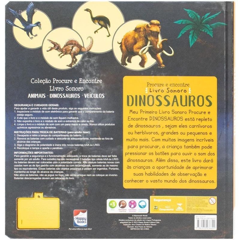 PROCURE E ENCONTRE LIVRO SONORO DINOSSAUROS  - REF. 313629 - 1 UNIDADE
