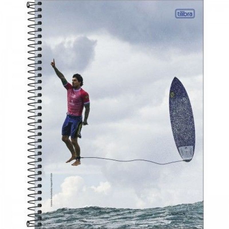 CADERNO 20 MATERIAS CAPA DURA 320 FOLHAS CONNECT GABRIEL MEDINA TILIBRA - REF. 389251 - PACOTE COM 2 UNIDADES