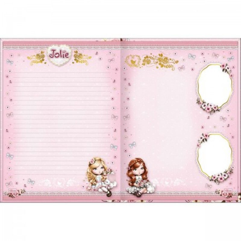 CADERNO BROCHURAO CAPA DURA 160 FOLHAS COLEGIAL JOLIE TILIBRA - REF. 383902 - PACOTE COM 4 UNIDADES