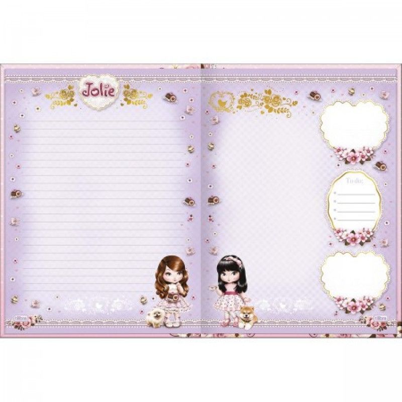 CADERNO BROCHURAO CAPA DURA 160 FOLHAS COLEGIAL JOLIE TILIBRA - REF. 383902 - PACOTE COM 4 UNIDADES