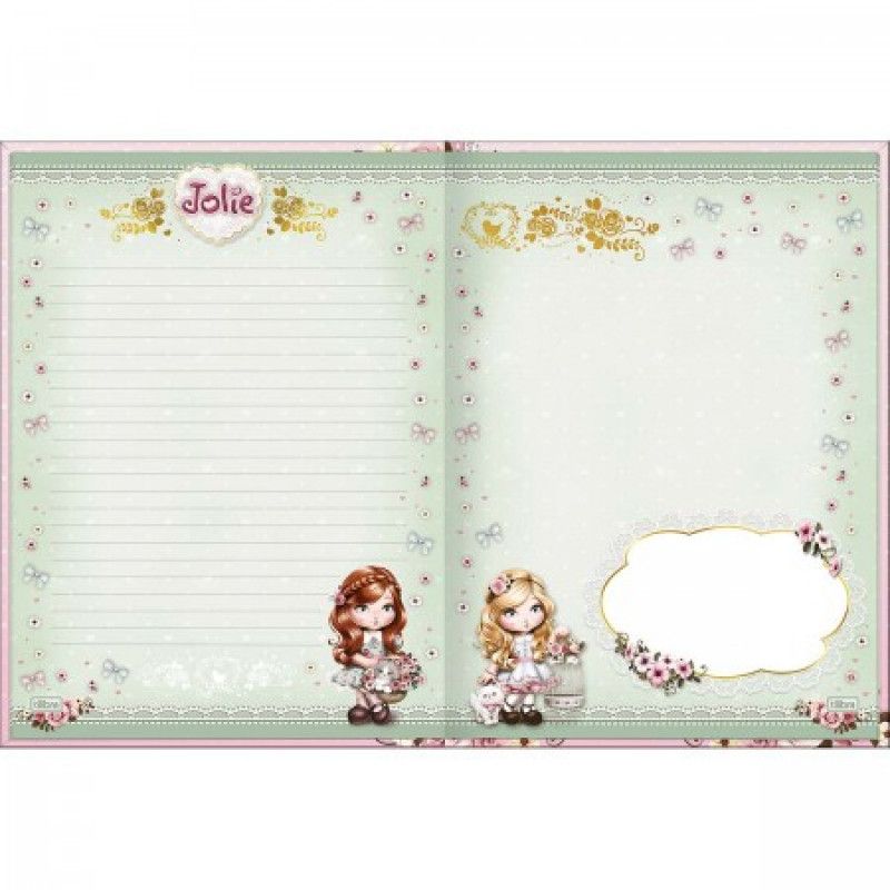 CADERNO BROCHURAO CAPA DURA 160 FOLHAS COLEGIAL JOLIE TILIBRA - REF. 383902 - PACOTE COM 4 UNIDADES