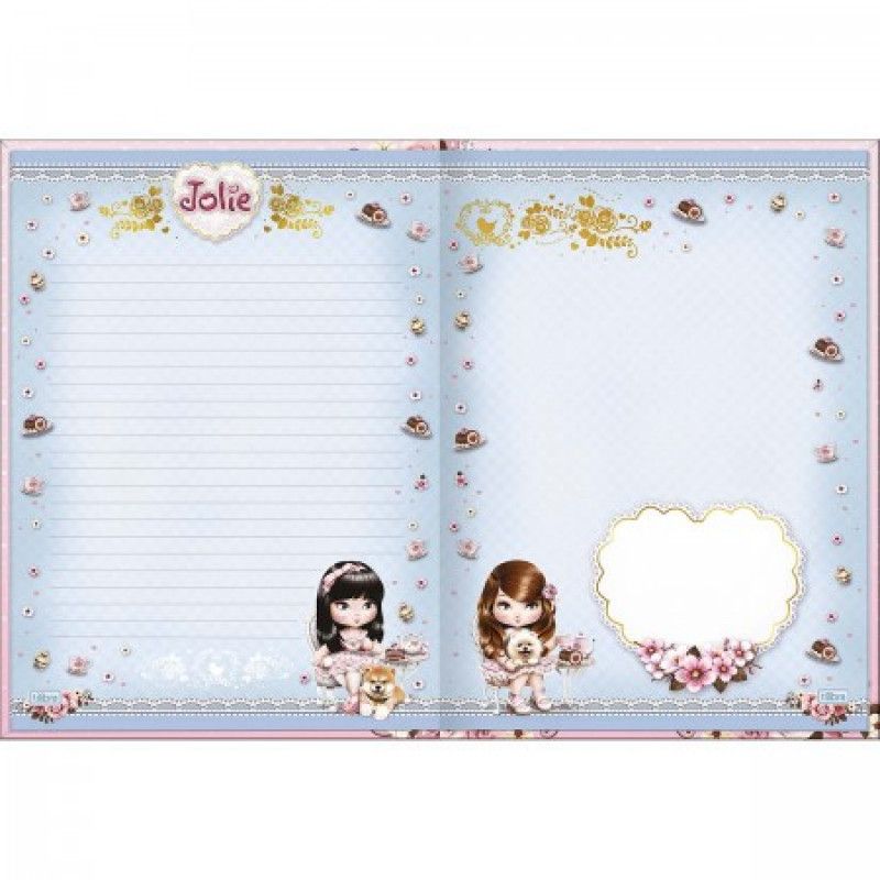 CADERNO BROCHURAO CAPA DURA 160 FOLHAS COLEGIAL JOLIE TILIBRA - REF. 383902 - PACOTE COM 4 UNIDADES