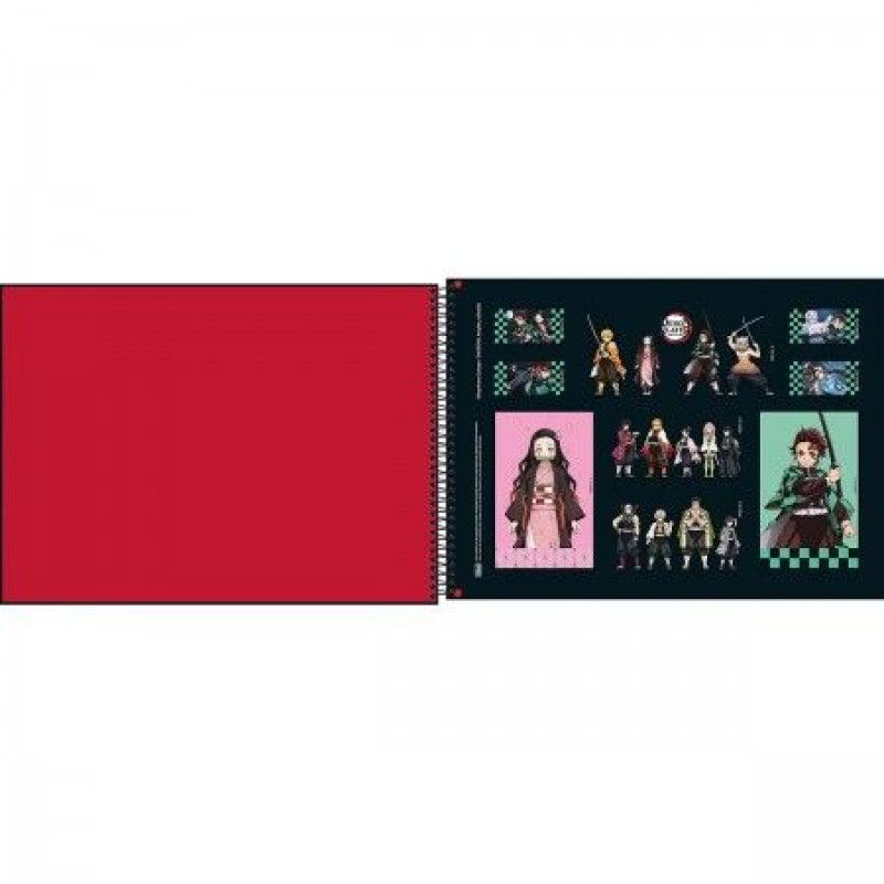 CADERNO CARTOGRAFIA CAPA DURA 80 FOLHAS DEMON SLAYER TILIBRA - REF. 354473 - PACOTE COM 4 UNIDADES