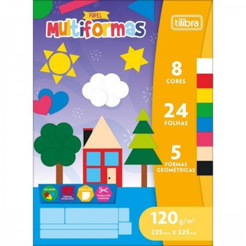 BLOCO CRIATIVO 120G MULTIFORMAS 8 CORES 24 FOLHAS TILIBRA - REF. 378887 - 1 UNIDADE