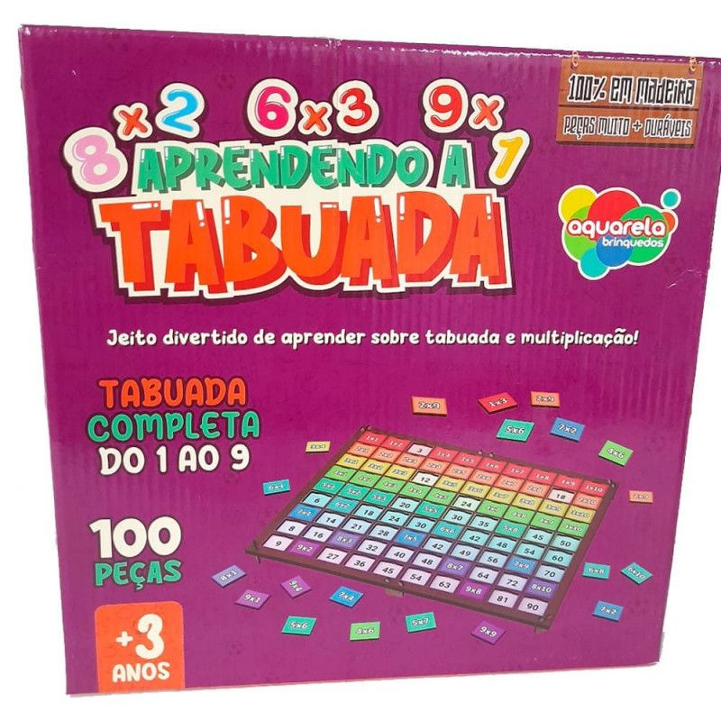 APRENDENDO A TABUADA 100 PECAS AQUARELA - REF. 168 - 1 UNIDADE