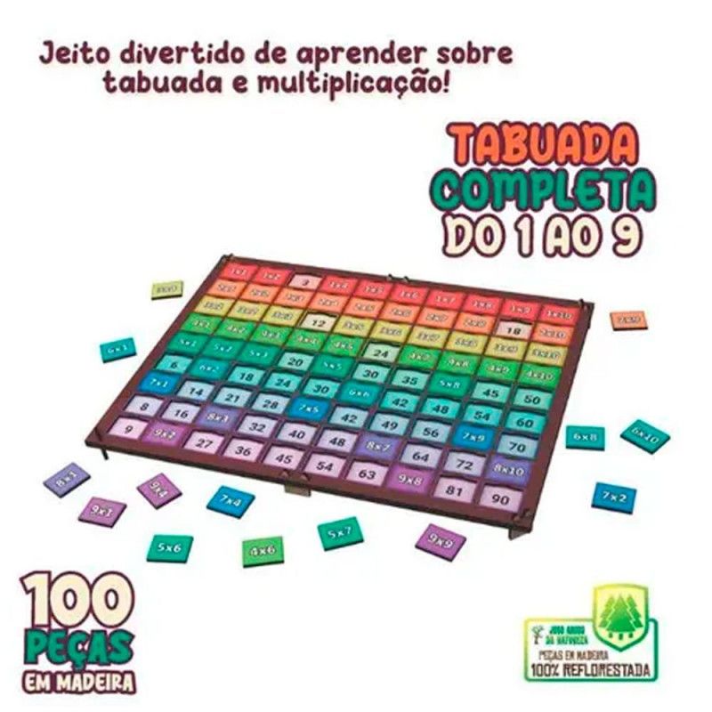 APRENDENDO A TABUADA 100 PECAS AQUARELA - REF. 168 - 1 UNIDADE