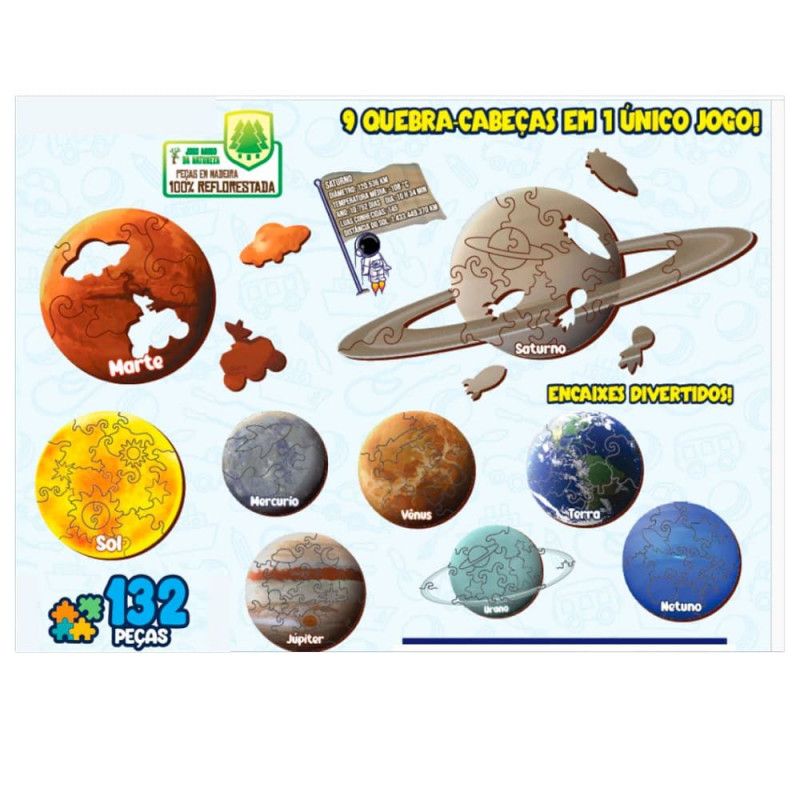 QUEBRA CABECA SISTEMA SOLAR 132 PECAS AQUARELA - REF. 170 - 1 UNIDADE
