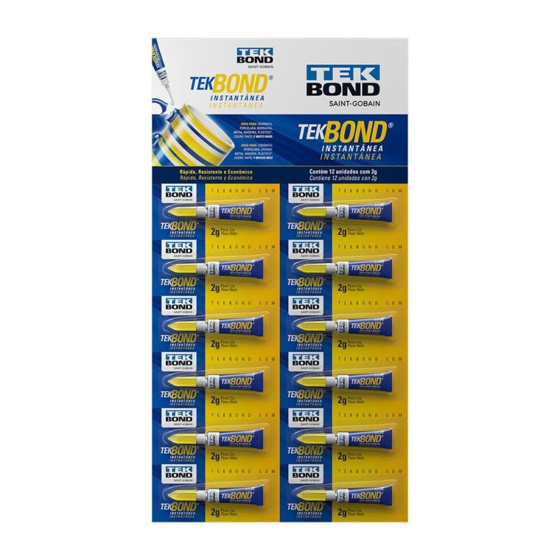 COLA INSTANTANEA 2G TEKBOND - REF. 10611000909 - PACOTE COM 12 UNIDADES