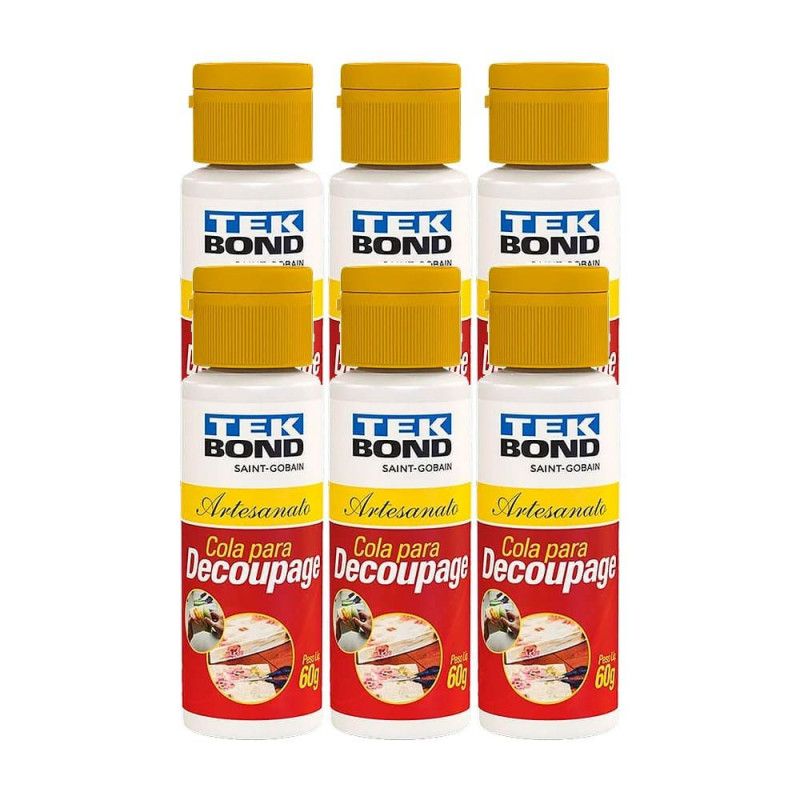 COLA DECOUPAGE ARTESANATO 60G TEKBOND - REF. 26400106000 - PACOTE COM 6 UNIDADES