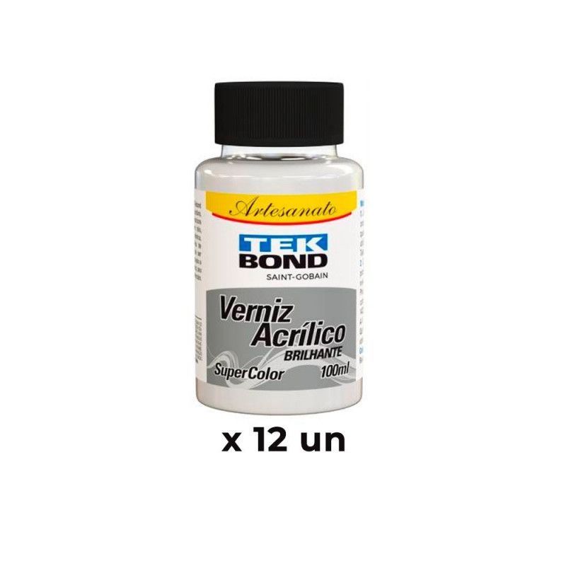 VERNIZ ACRILICO BRILHANTE 100ML TEKBOND - REF. 26300110000 - PACOTE COM 6 UNIDADES
