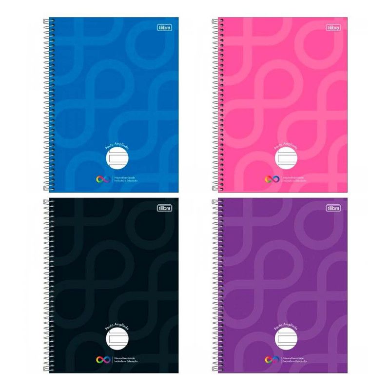 CADERNO 1 MATERIA CAPA DURA PAUTA AMPLIADA NEURO TILIBRA - REF. 385166 - PACOTE COM 4 UNIDADES