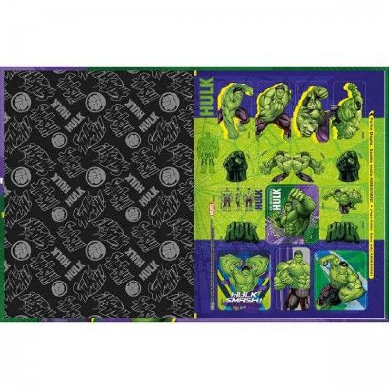 CADERNO BROCHURAO CAPA DURA 80 FOLHAS HULK TILIBRA - REF. 358550 - PACOTE COM 5 UNIDADES