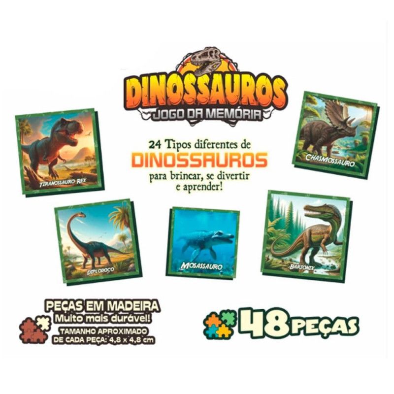 JOGO DA MEMORIA DINOSSAUROS 48 PECAS AQUARELA - REF. 171 - 1 UNIDADE