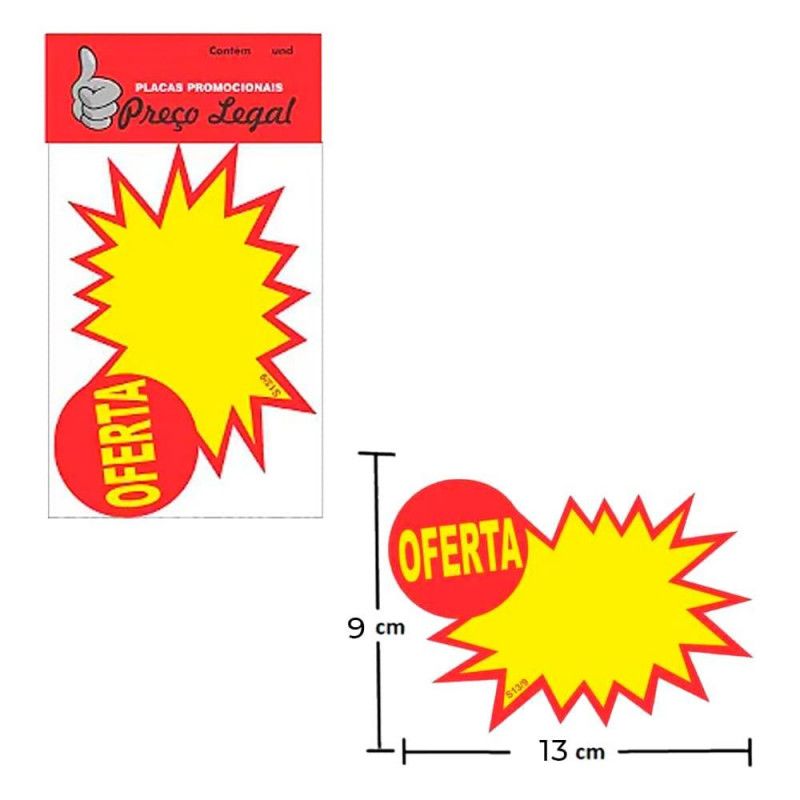 CARTAZ SPLASH OFERTA 13X9CM COM 10 UNIDADES PRECO LEGAL - REF. 8821 - 1 UNIDADE
